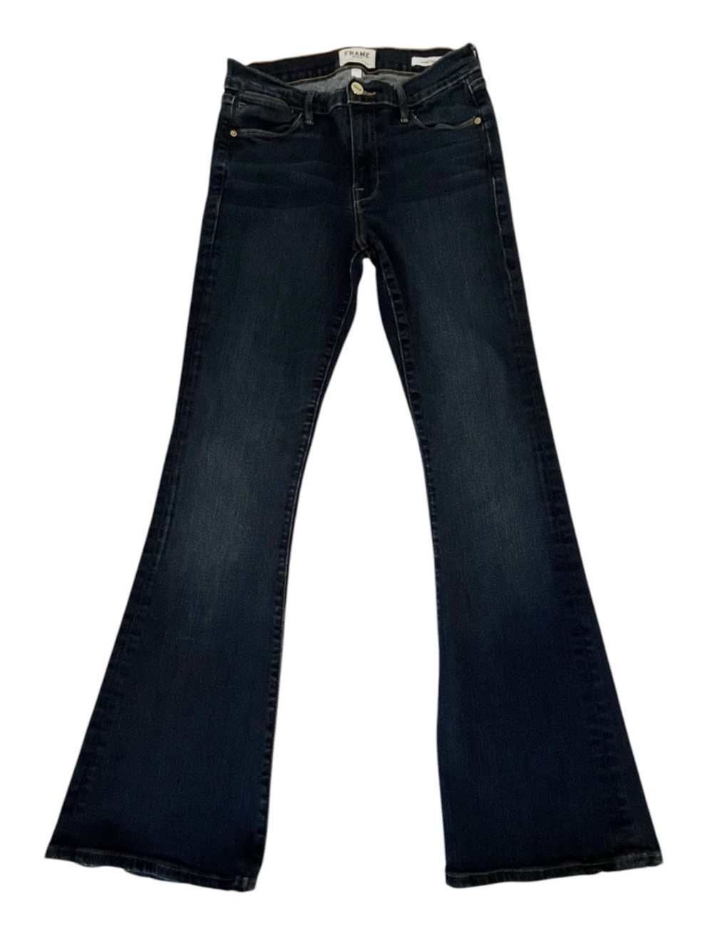 FRAME Le High Flare Jeans 27 High Rise Dark Wash Bell Bottom Retro Chic